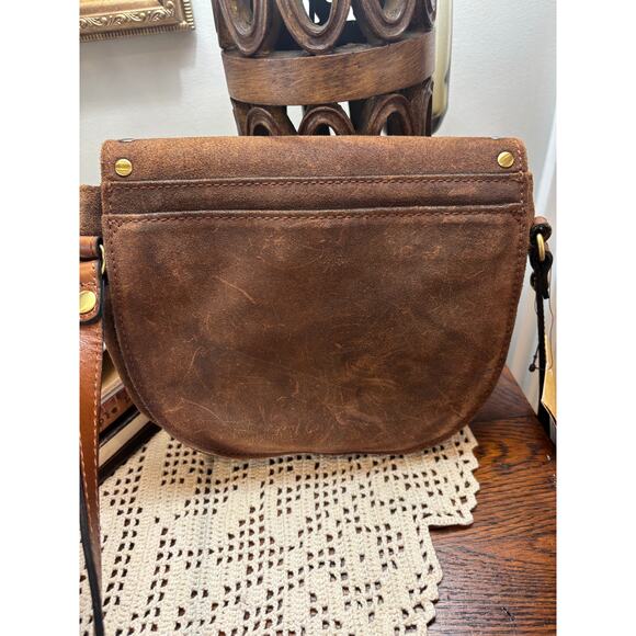 Patricia Nash Isola Flap Crossbody Whiskey Brown Washed Burnished Suede NWT boho - Picture 4 of 15